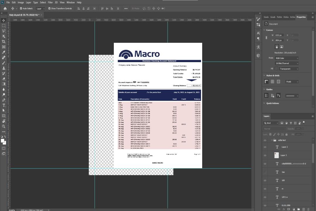 Modèle Word et PDF de relevé de compte courant de l'organisation Banco Macro template Modèle Word et PDF de relevé de compte courant de l'organisation Banco Macro template